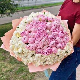 101 белый и розовый пион в крафте 101 белый и розовый пион в крафте