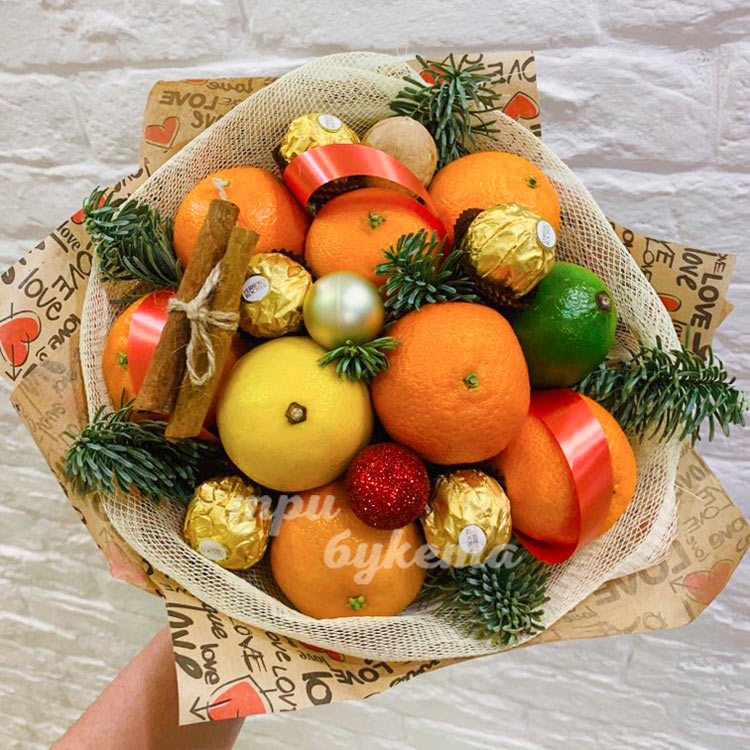 Цитрусовый новогодний букет (доп. фото 2)