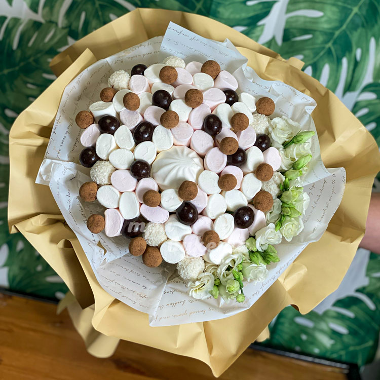 Букет из 1 зефира и маршмеллоу (вид сверху)